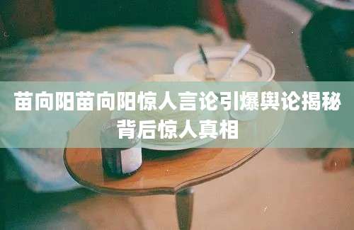 苗向阳苗向阳惊人言论引爆舆论揭秘背后惊人真相