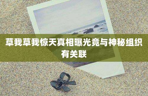 草我草我惊天真相曝光竟与神秘组织有关联