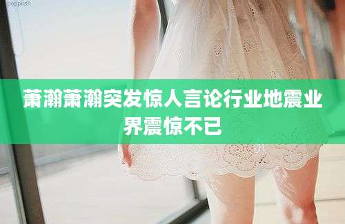 萧瀚萧瀚突发惊人言论行业地震业界震惊不已