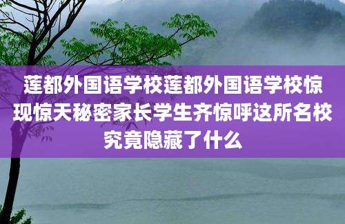 莲都外国语学校莲都外国语学校惊现惊天秘密家长学生齐惊呼这所名校究竟隐藏了什么