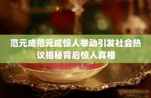 范元成范元成惊人举动引发社会热议揭秘背后惊人真相