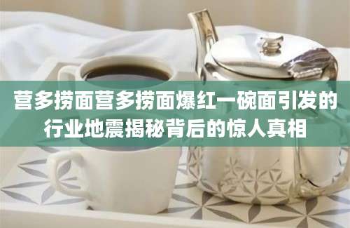 营多捞面营多捞面爆红一碗面引发的行业地震揭秘背后的惊人真相