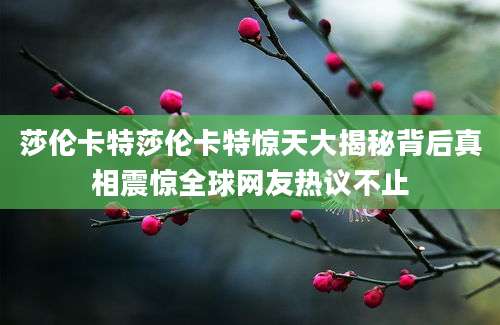 莎伦卡特莎伦卡特惊天大揭秘背后真相震惊全球网友热议不止
