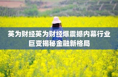英为财经英为财经爆震撼内幕行业巨变揭秘金融新格局