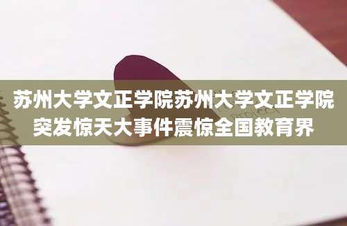 苏州大学文正学院苏州大学文正学院突发惊天大事件震惊全国教育界