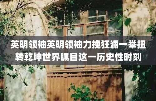 英明领袖英明领袖力挽狂澜一举扭转乾坤世界瞩目这一历史性时刻