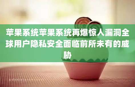 苹果系统苹果系统再爆惊人漏洞全球用户隐私安全面临前所未有的威胁