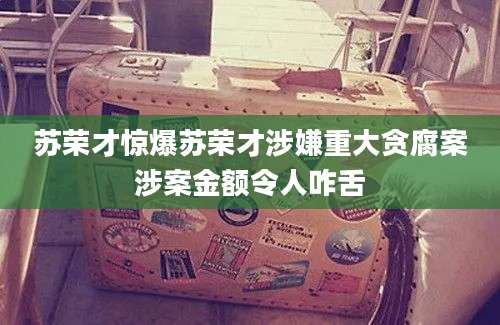 苏荣才惊爆苏荣才涉嫌重大贪腐案涉案金额令人咋舌