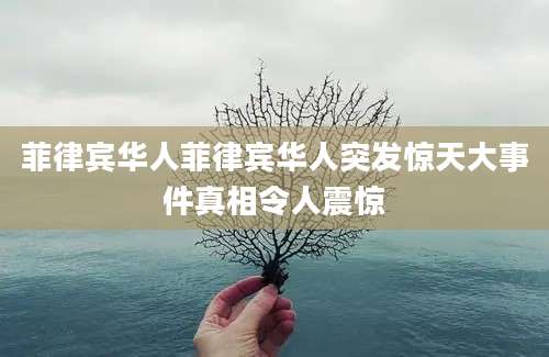 菲律宾华人菲律宾华人突发惊天大事件真相令人震惊