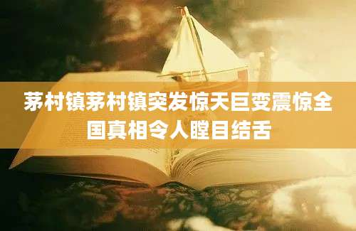 茅村镇茅村镇突发惊天巨变震惊全国真相令人瞠目结舌